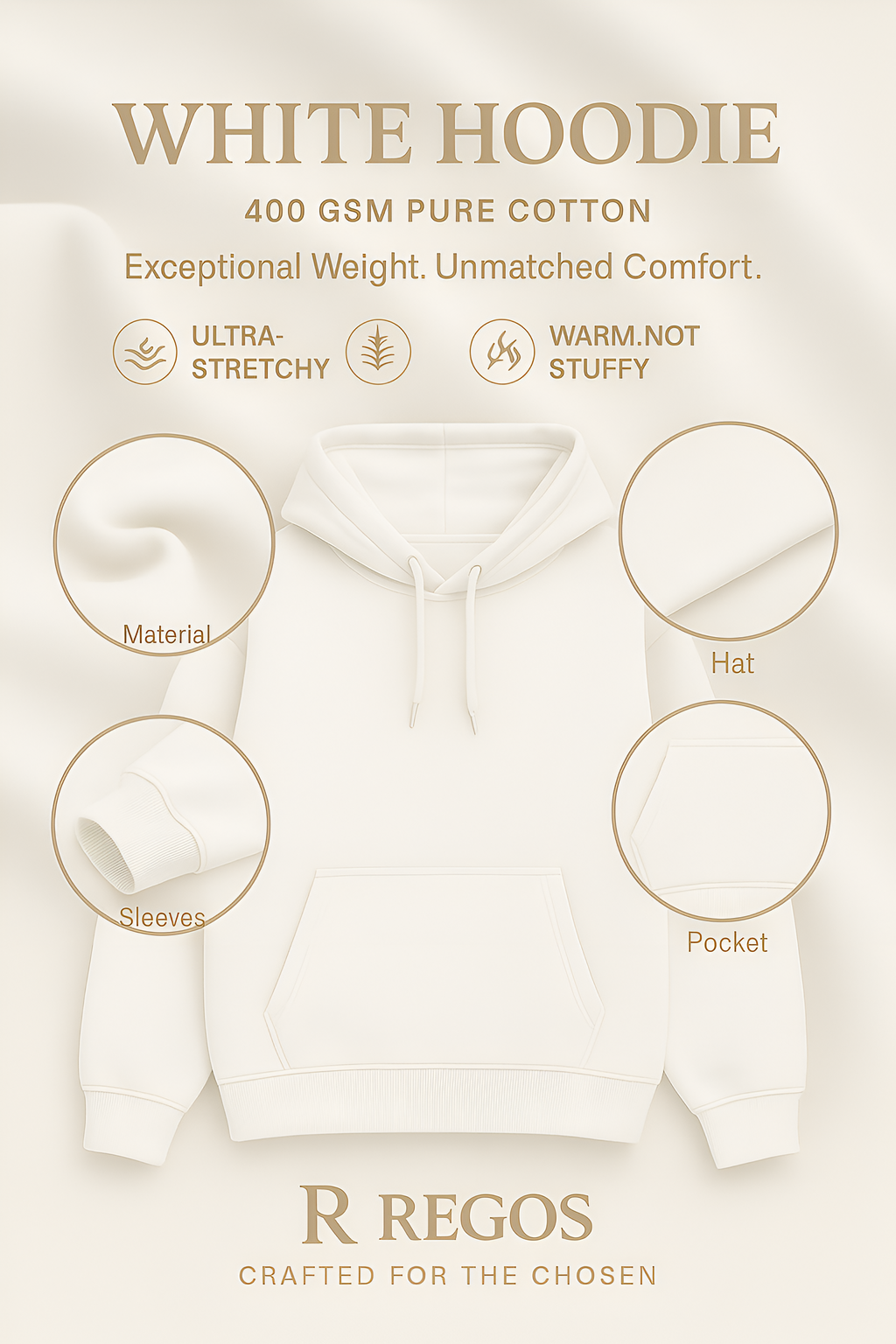Unisex Ovsized  white Hoodie
