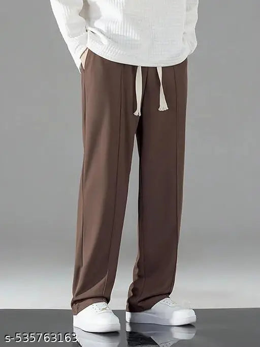 Men’s Brown Flared Track Pants – Stretch Fit | Stylish, Moisture-Wicking Trousers for All-Day Comfort
