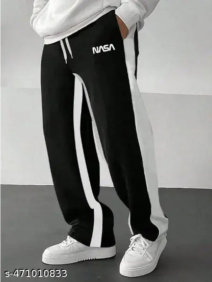 NASA-Inspired Baggy Trackpants – Bold Typography, Contrast Panels & Premium Cotton Blend