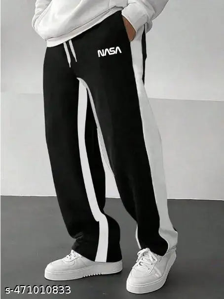NASA-Inspired Baggy Trackpants – Bold Typography, Contrast Panels & Premium Cotton Blend